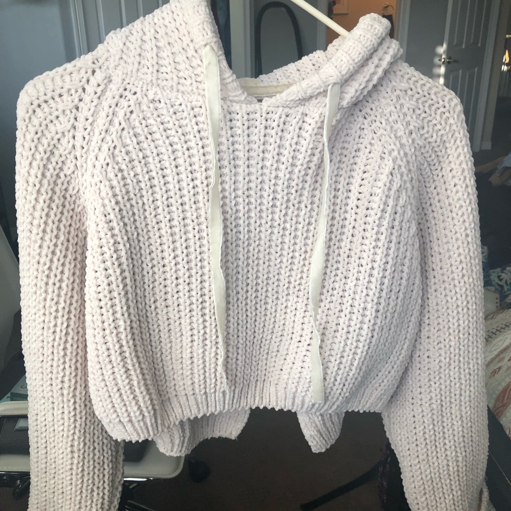 cropped hoodie with slit in back NEVER WORN